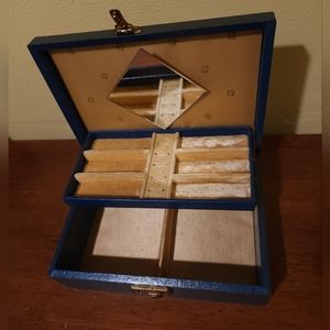 Vintage 2 Tier Blue Mele Jewelry Box
